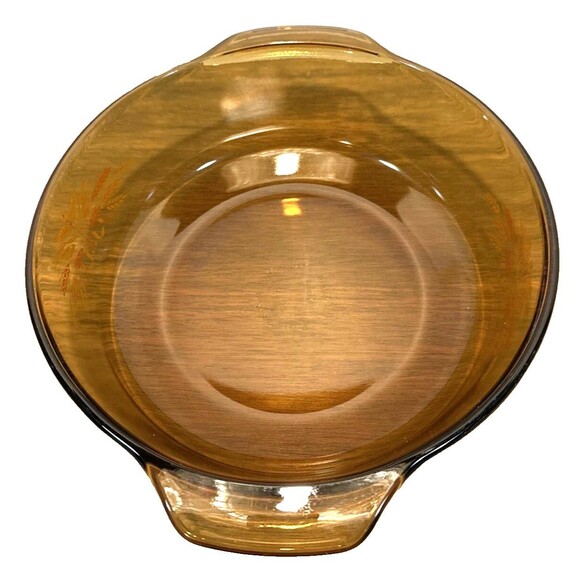 Vintage Anchor Hocking Amber Glass Wheat Pattern  Round 9”  Baking Dish - Picture 5 of 7